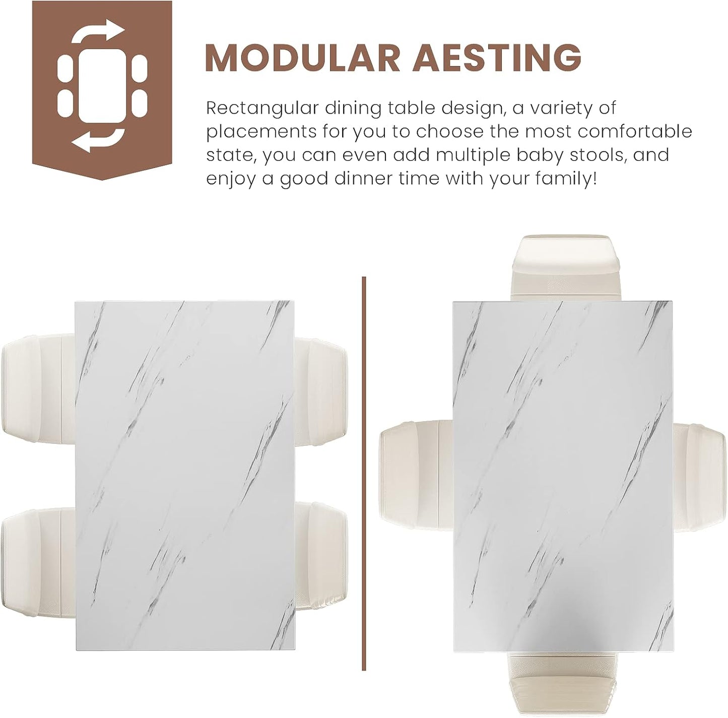 AWQM 5-Piece Faux Marble Dining Table Set with 4 Upholstered Chairs