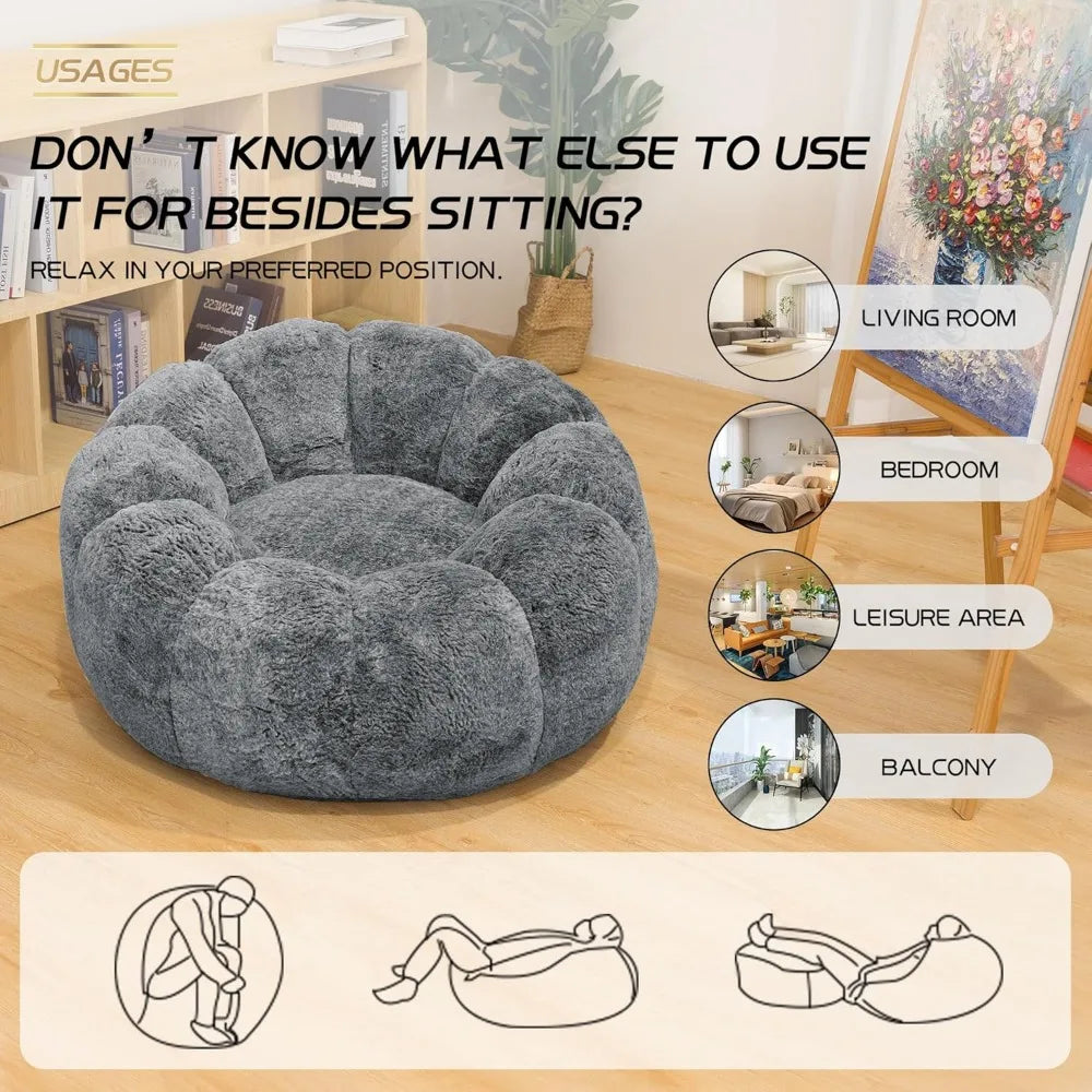 Plush Round Floor Pouf