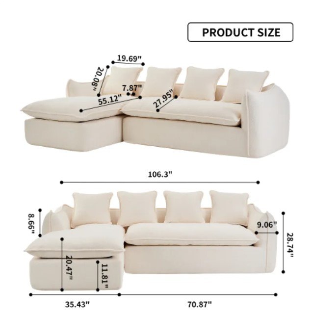 L-Shaped Sectional Sofa with Chaise