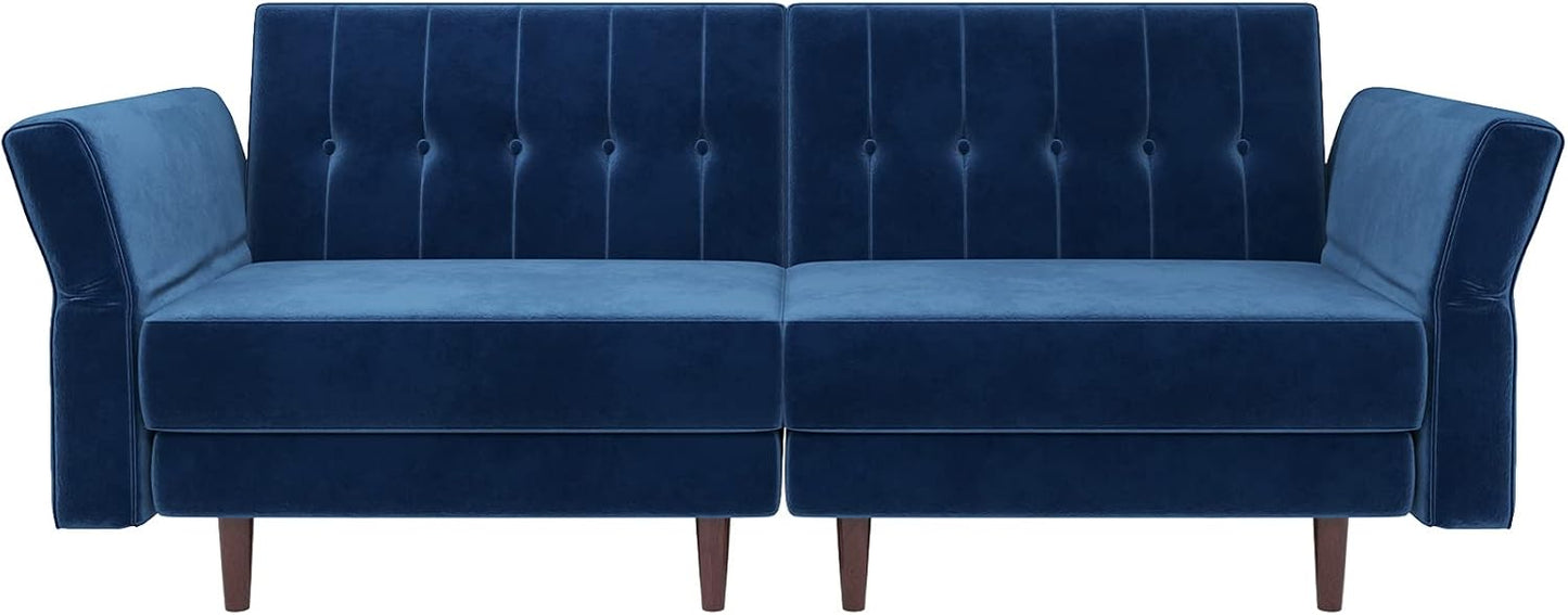 Belfin Velvet Convertible Futon Sofa Bed – Navy Blue