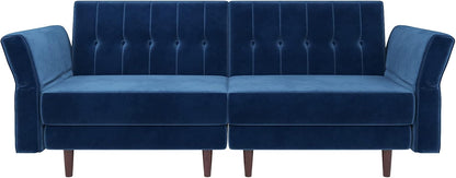 Belfin Velvet Convertible Futon Sofa Bed – Navy Blue