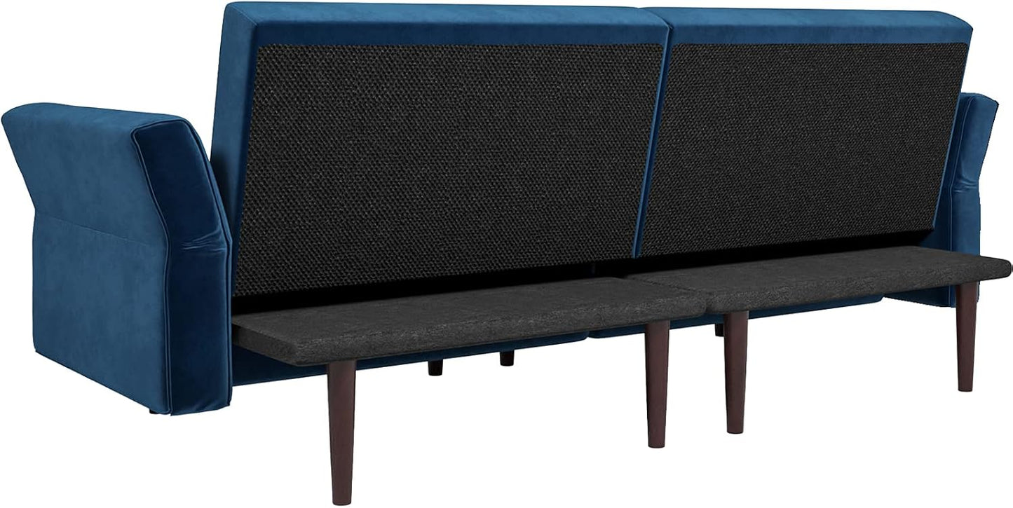 Belfin Velvet Convertible Futon Sofa Bed – Navy Blue