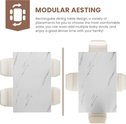 AWQM 5-Piece Faux Marble Dining Table Set with 4 Upholstered Chairs