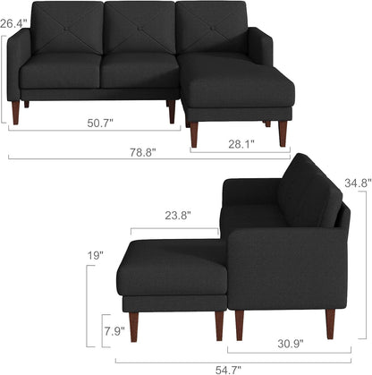 Belffin Convertible Sectional Sofa Couch with Chaise – Modern L-Shaped Comfort
