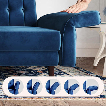 Belfin Velvet Convertible Futon Sofa Bed – Navy Blue