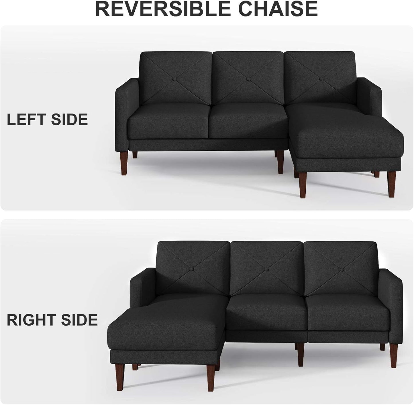Belffin Convertible Sectional Sofa Couch with Chaise – Modern L-Shaped Comfort