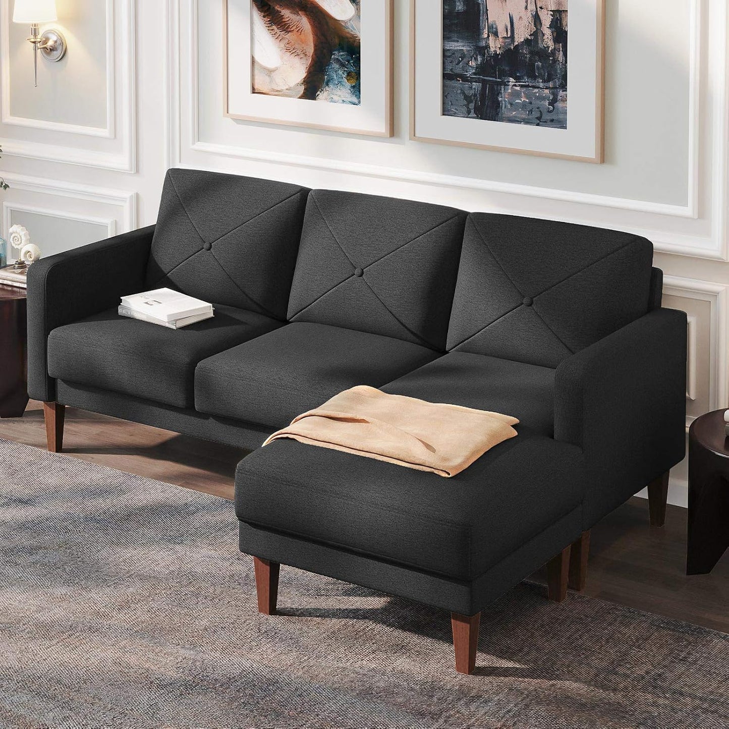 Belffin Convertible Sectional Sofa Couch with Chaise – Modern L-Shaped Comfort