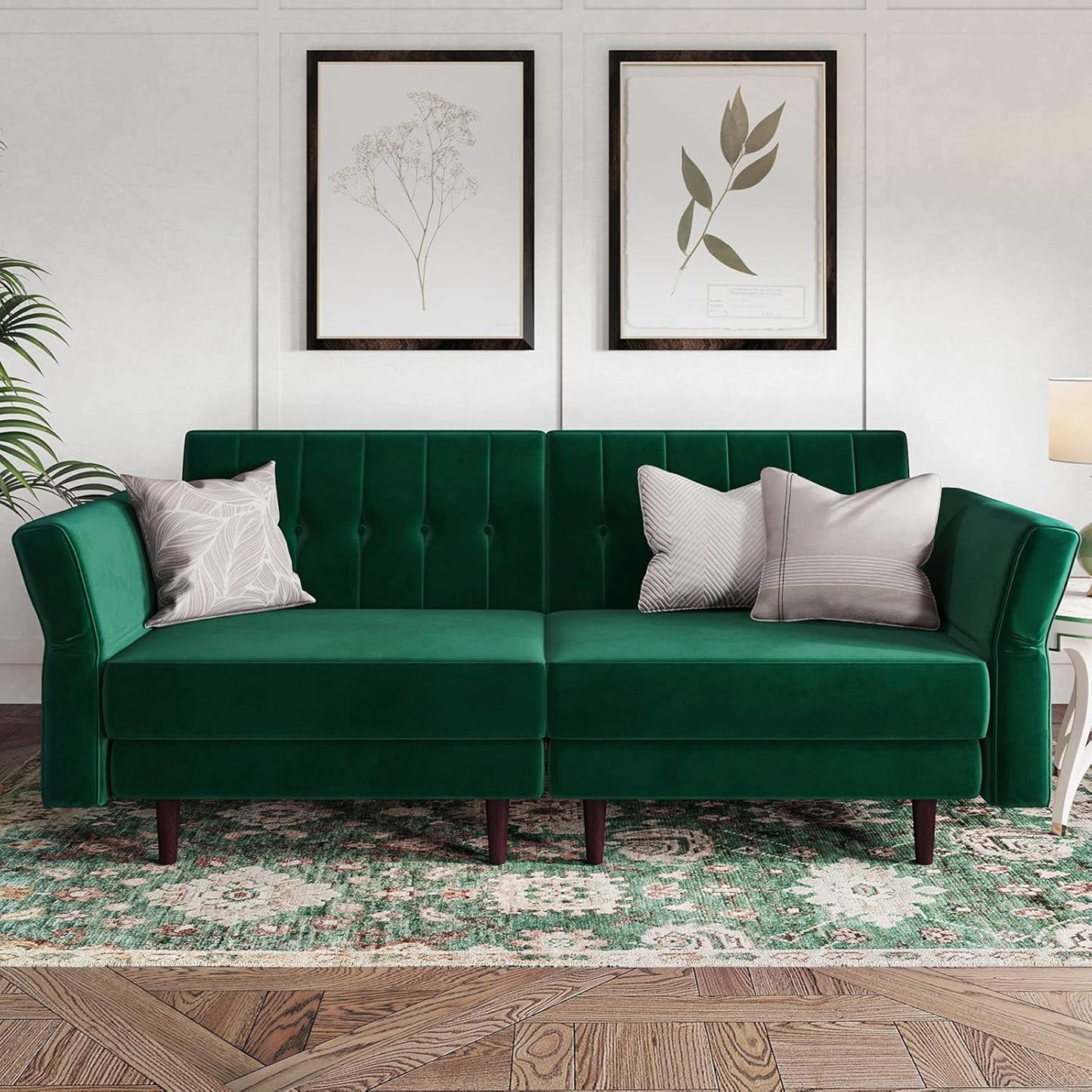 Belfin Velvet Convertible Futon Sofa Bed – Navy Blue