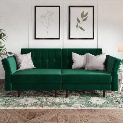 Belfin Velvet Convertible Futon Sofa Bed – Navy Blue