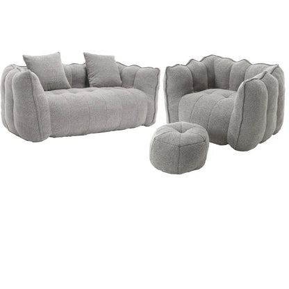 Modern Cloud Sofa Set with Armchair & Ottoman – Beige