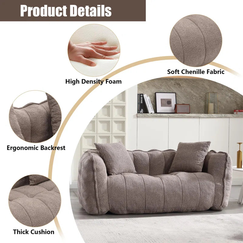 Modern Cloud Sofa Set with Armchair & Ottoman – Beige