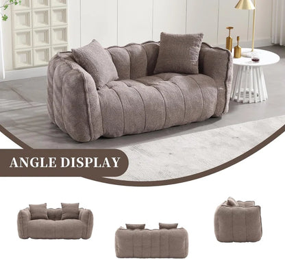 Modern Cloud Sofa Set with Armchair & Ottoman – Beige