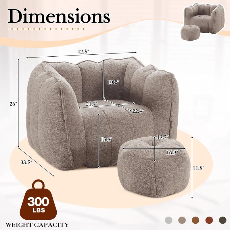 Modern Cloud Sofa Set with Armchair & Ottoman – Beige