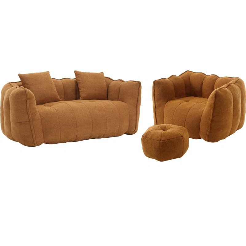 Modern Cloud Sofa Set with Armchair & Ottoman – Beige