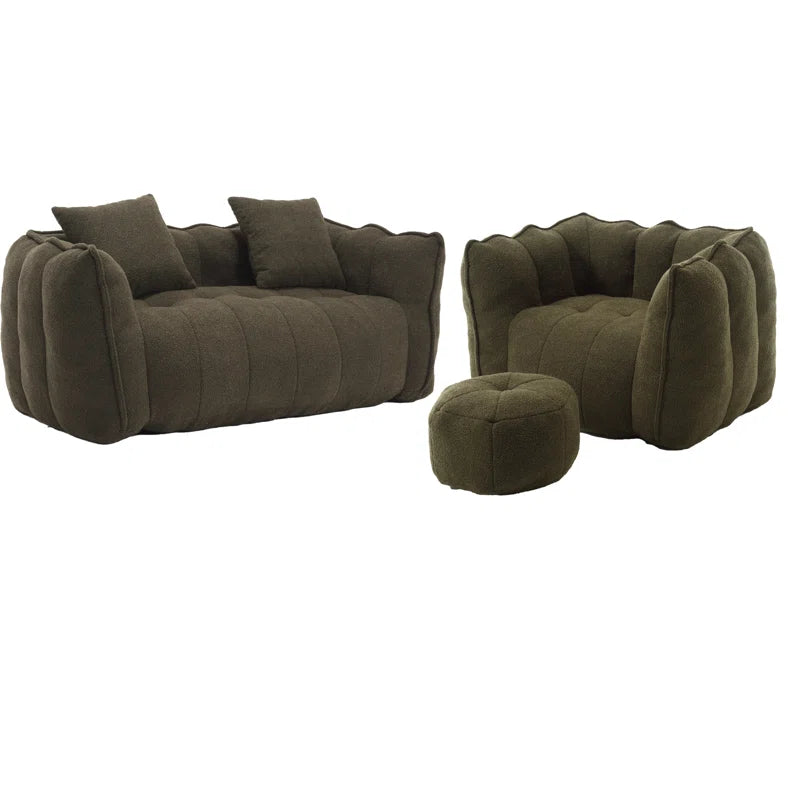 Modern Cloud Sofa Set with Armchair & Ottoman – Beige