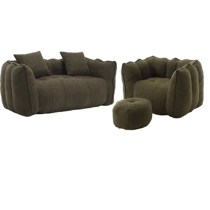 Modern Cloud Sofa Set with Armchair & Ottoman – Beige
