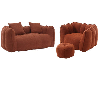 Modern Cloud Sofa Set with Armchair & Ottoman – Beige