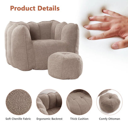Modern Cloud Sofa Set with Armchair & Ottoman – Beige